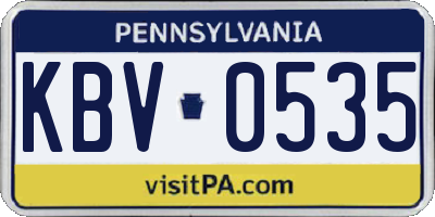 PA license plate KBV0535