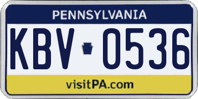PA license plate KBV0536
