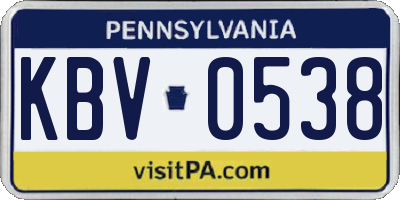 PA license plate KBV0538