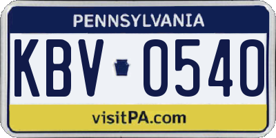 PA license plate KBV0540