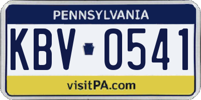 PA license plate KBV0541
