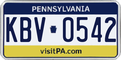 PA license plate KBV0542