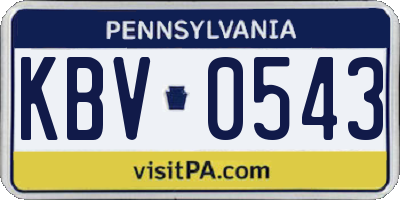 PA license plate KBV0543