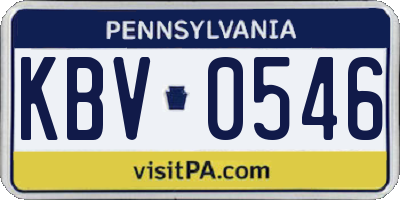 PA license plate KBV0546