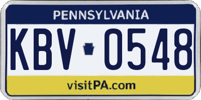 PA license plate KBV0548