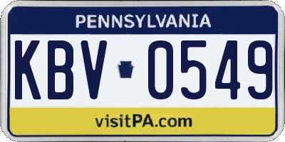 PA license plate KBV0549