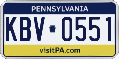 PA license plate KBV0551