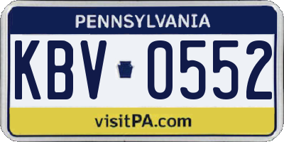 PA license plate KBV0552