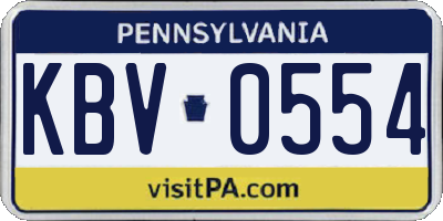PA license plate KBV0554