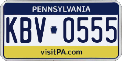 PA license plate KBV0555