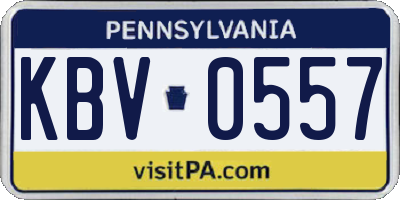 PA license plate KBV0557