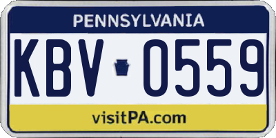 PA license plate KBV0559