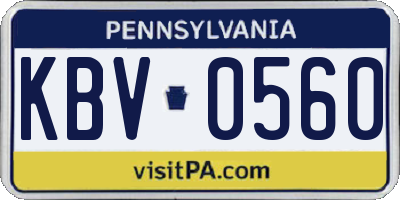 PA license plate KBV0560