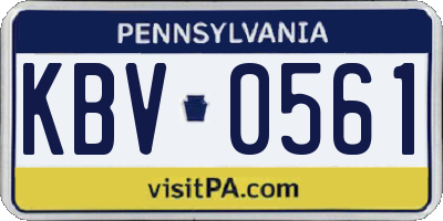 PA license plate KBV0561