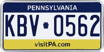 PA license plate KBV0562