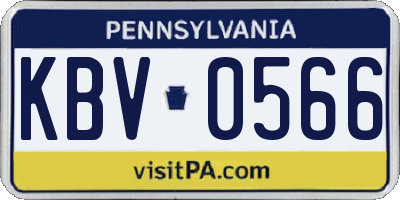 PA license plate KBV0566