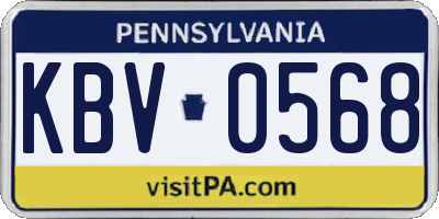 PA license plate KBV0568