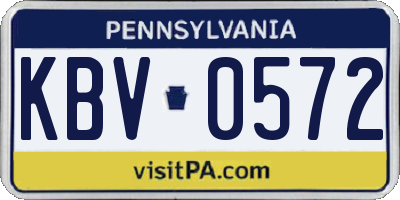 PA license plate KBV0572