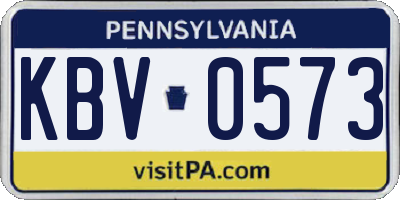 PA license plate KBV0573