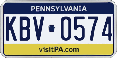 PA license plate KBV0574