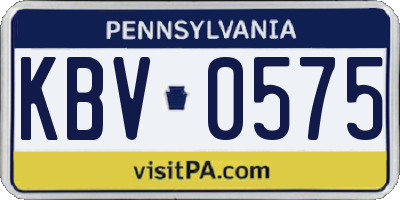 PA license plate KBV0575