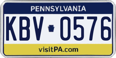 PA license plate KBV0576