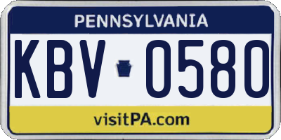 PA license plate KBV0580