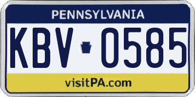 PA license plate KBV0585