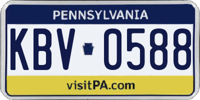 PA license plate KBV0588