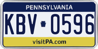 PA license plate KBV0596