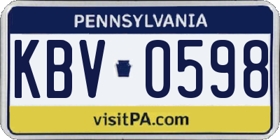 PA license plate KBV0598