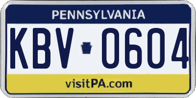 PA license plate KBV0604