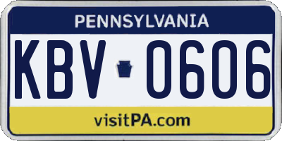 PA license plate KBV0606
