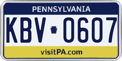 PA license plate KBV0607