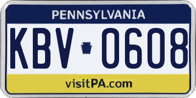 PA license plate KBV0608