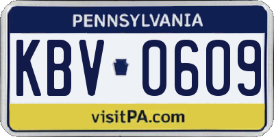PA license plate KBV0609