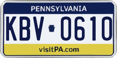 PA license plate KBV0610