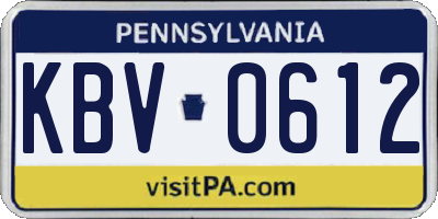PA license plate KBV0612