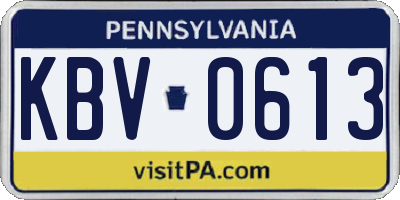PA license plate KBV0613
