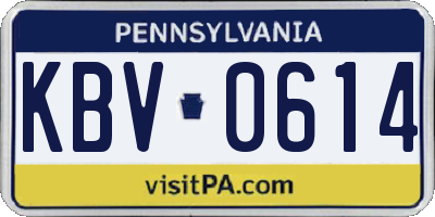 PA license plate KBV0614