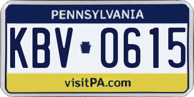 PA license plate KBV0615
