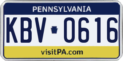 PA license plate KBV0616