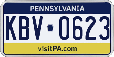 PA license plate KBV0623