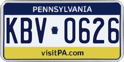 PA license plate KBV0626