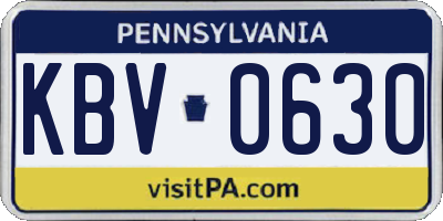PA license plate KBV0630