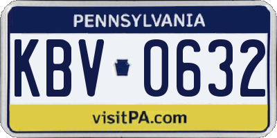 PA license plate KBV0632