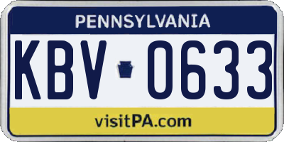 PA license plate KBV0633