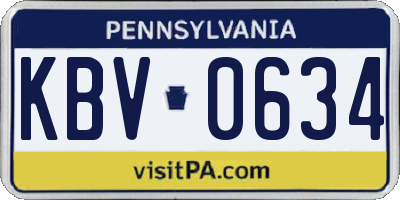 PA license plate KBV0634