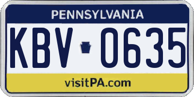 PA license plate KBV0635