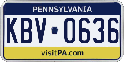 PA license plate KBV0636